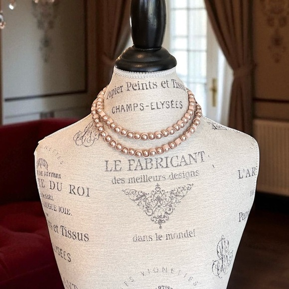 Vintage Ara Rose Gold Faux Pearl Necklace and Ribbon 40” - Picture 17 of 17